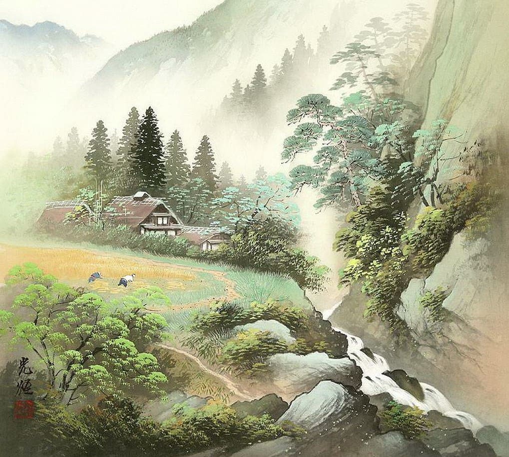 Картины шелком япония