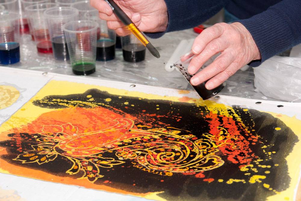 Как рисовать батиком по ткани для начинающих: мастер-класс по видам росписи, чантинг и техника изготовления вечернего города