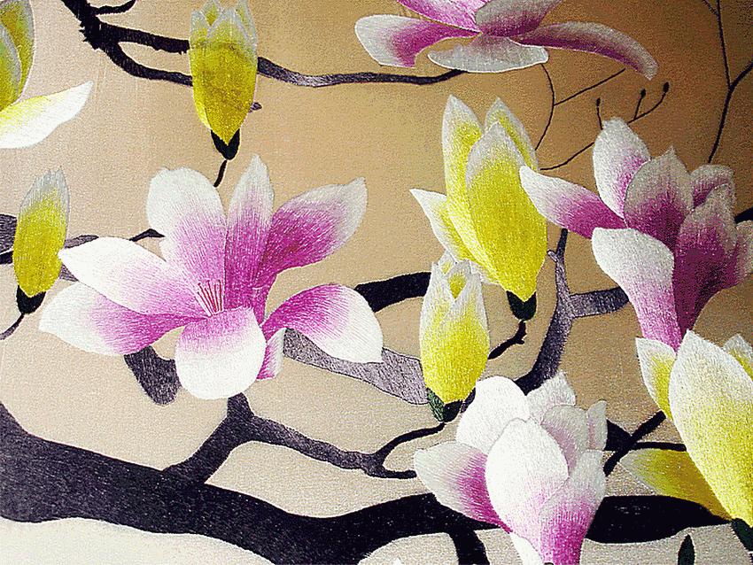 The magic cafe: картины, вышитые шелком по шелку