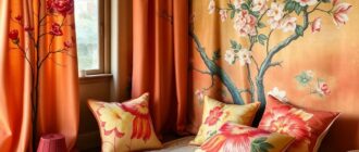 Текстиль с живописью на шёлке: шторы и подушки