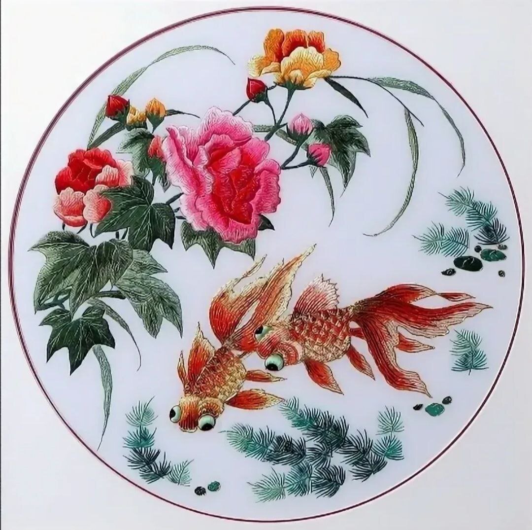 Роспись по шёлку китай