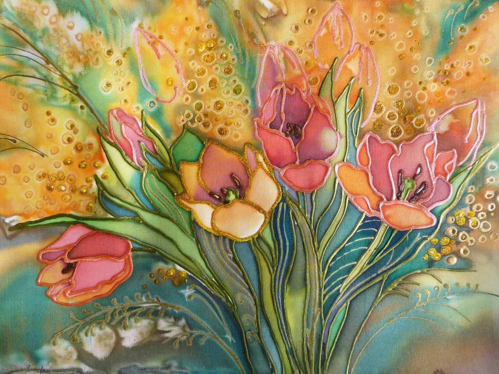 Батик - оформление батика - как оформить батик - свободная роспись по ткани - роспись по шелку