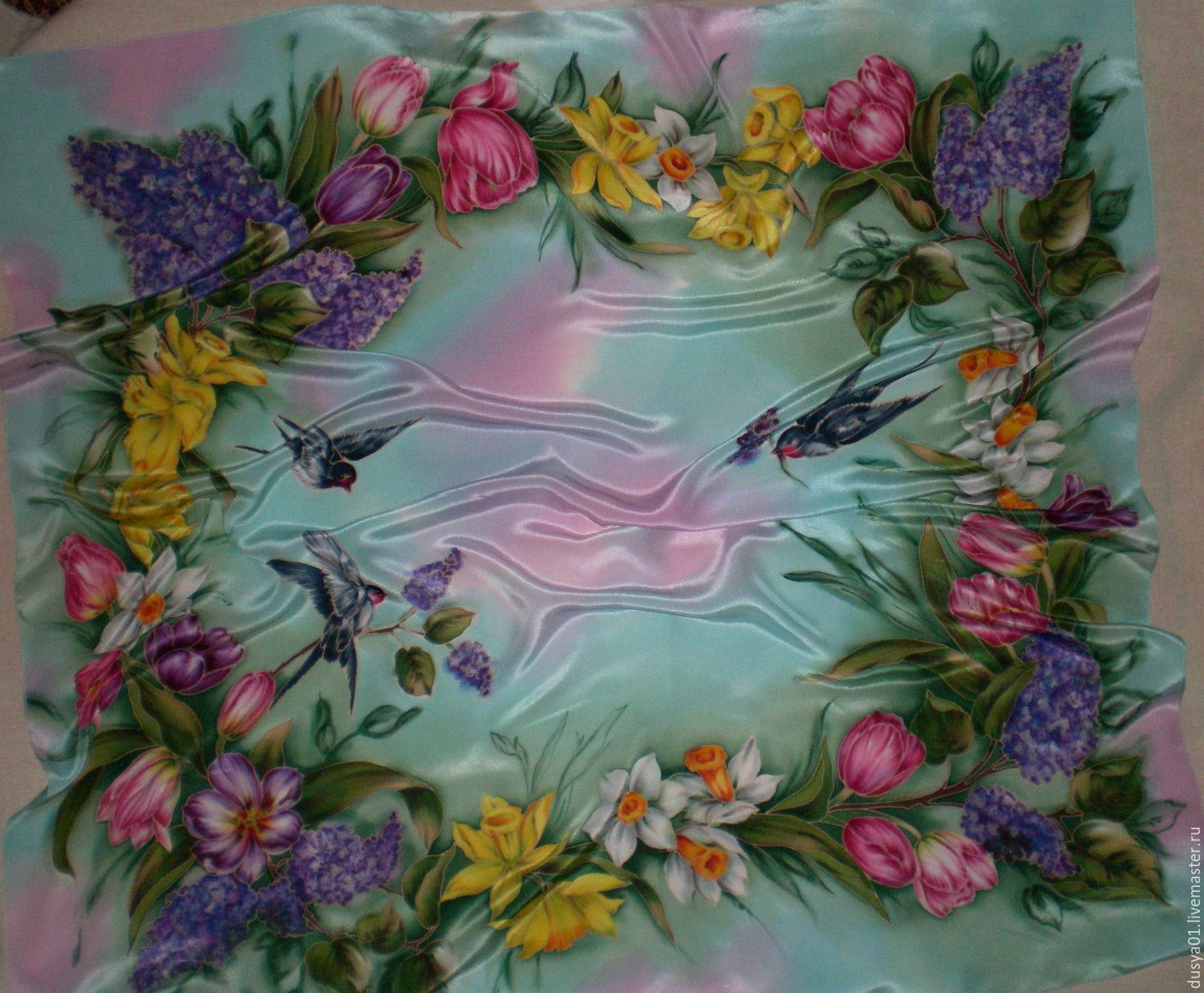 Картина панно рисунок рисование и живопись мк роспись по шелку акварель ткань