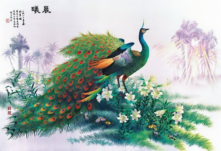 Рисунок на шелке китай