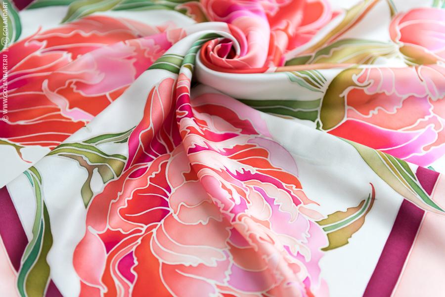 Батик цветы — картина на шелке «пионы» в китайском стиле — мы делаем все своими руками